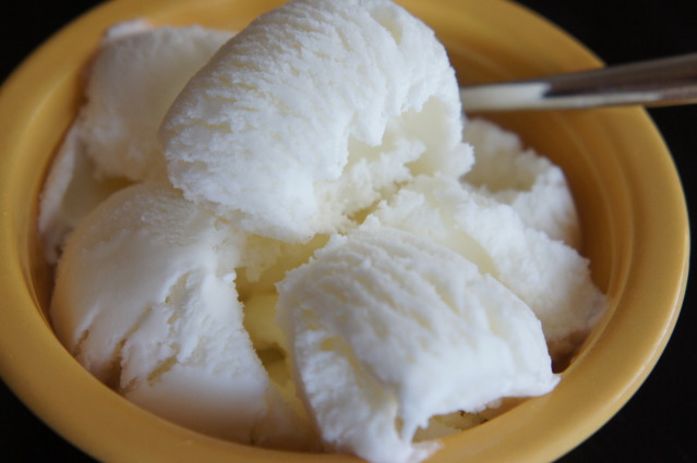 Glass of cream and coconut ice cream