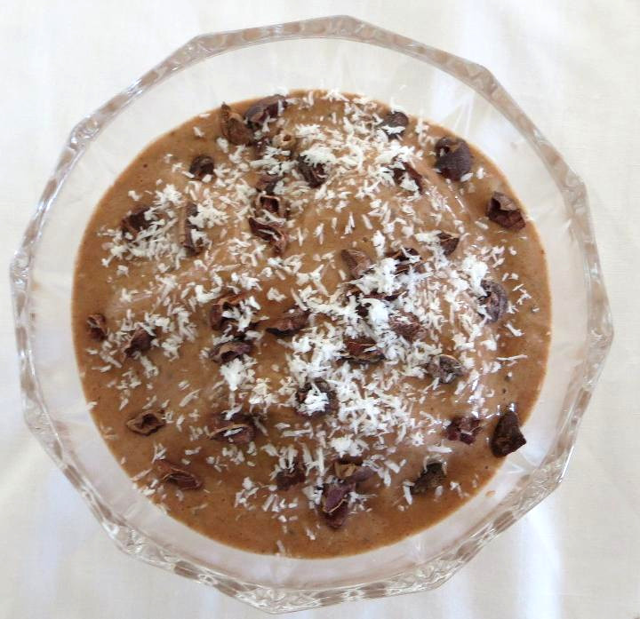 Cup with cocoa and chia seeds mousse 