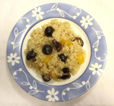 Plate with shiitake risotto