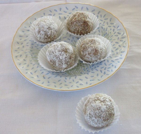 Snowy truffles on the plate.