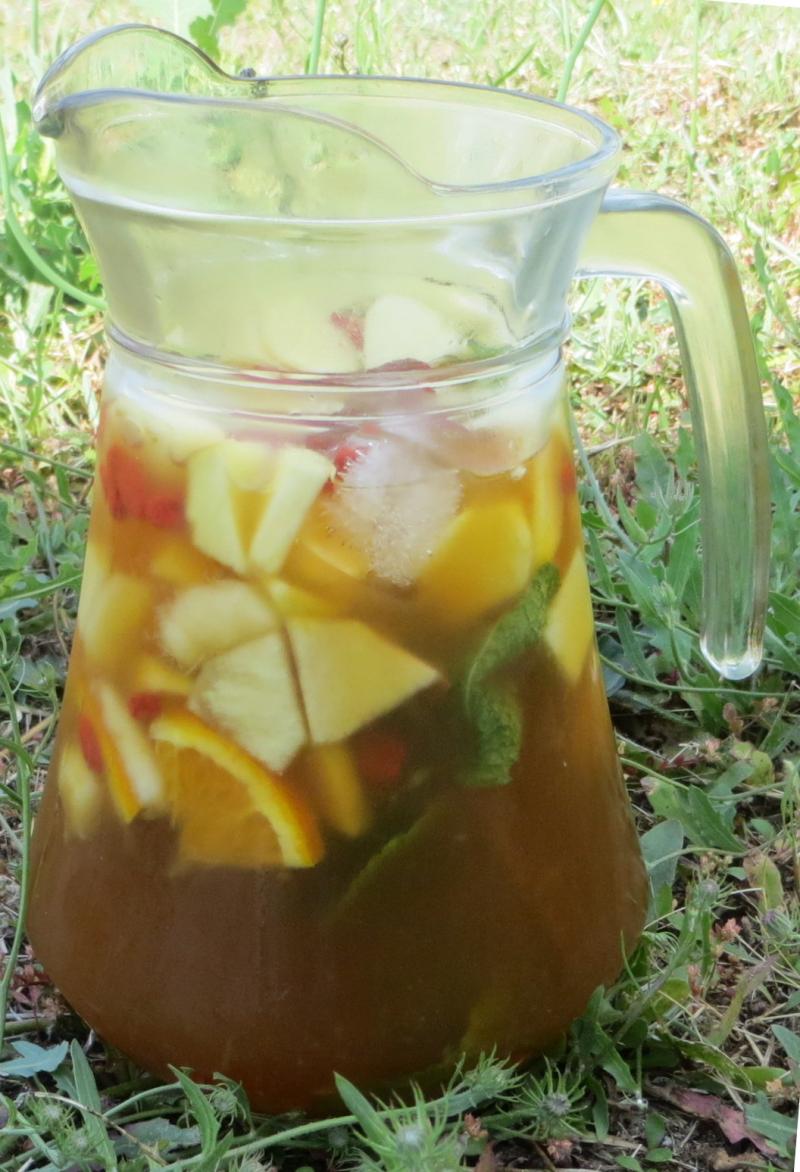 Jug of sangria in the garden